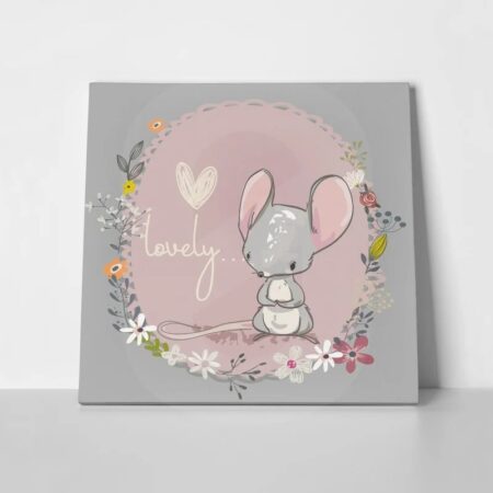 Πίνακας σε καμβά CUTE LITTLE MOUSE - 30cm x 30cm