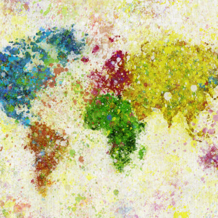 Πινακας σε καμβά PAPER PAINTING WORLD MAP - Χαρτες Sticky 4