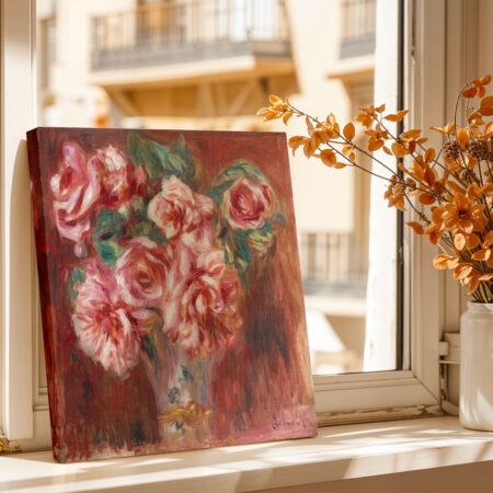 Πίνακας σε καμβά RENOIR - ROSES DANS UN VASE - 30cm x 30cm