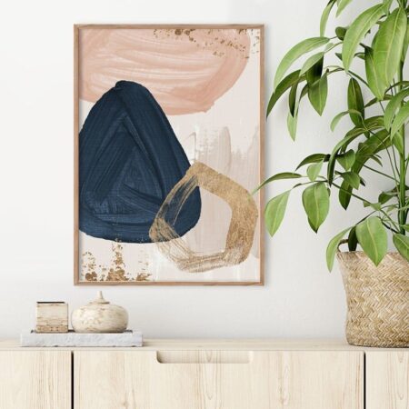 Πόστερ NAVY BLUE PINK AND GOLD OIL PAINT - 21cm x 30cm