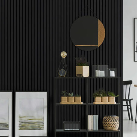 Διακοσμητικό MDF panel τοίχου με 3D πηχακια BLACK 505090 BEAT ST πλατος 11.9cm x υψος 2.75m