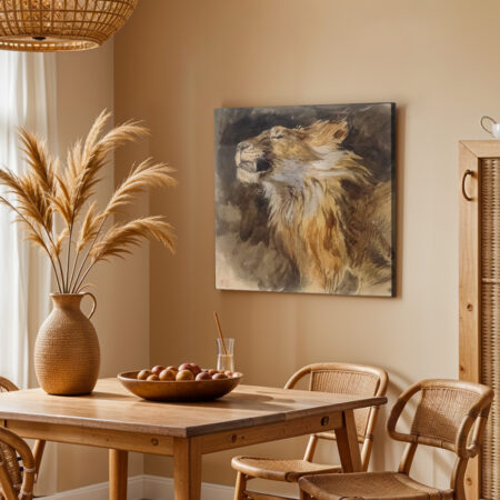 Πίνακας Τετράγωνος DELACROIX - TETE DE LION RUGISSANT - 30cm x 30cm