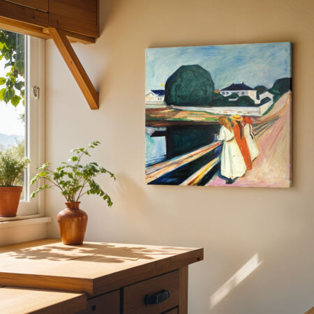 Πίνακας σε καμβά EDVARD MUNCH - THE GIRLS ON THE BRIDGE - 30cm x 30cm