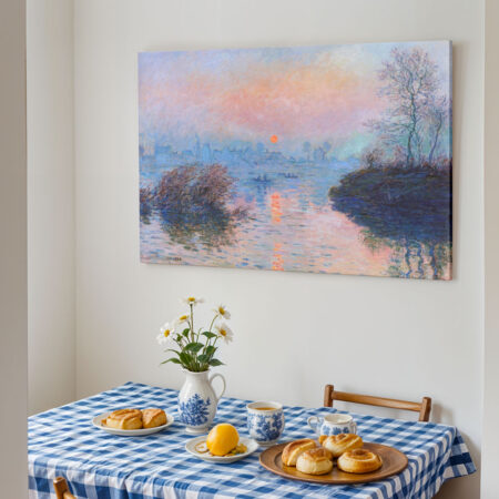 Πινακας σε καμβά MONET - SUNSET AT LAVACOURT, WINTER EFFECT - 40cm x 30cm