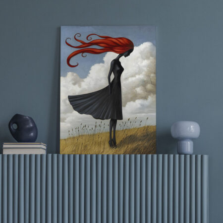 Πινακας σε καμβά BLACK FIGURE WITH RED HAIR RETRO DREAMSCAPE - 30cm x 40cm
