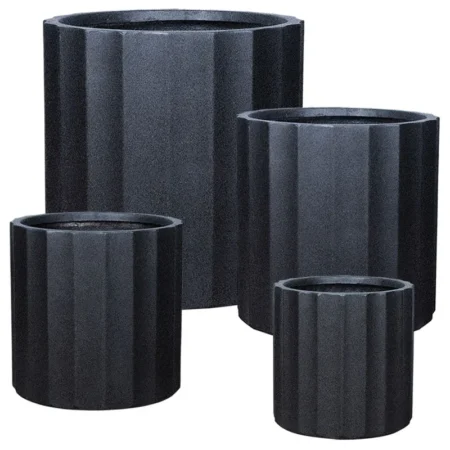 ΚΑΣΠΩ FIBERCLAY ΣΕΤ/4 ΜΑΥΡΟ KYΛΙΝΔΡΟΣ ΚΙOΝΑΣ - S:Φ39x39.5, M:Φ46x46, L:Φ55x55, XL:Φ70x70cm
