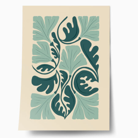 Πόστερ ABSTRACT MINT AND GREEN FLOWERS - Abstract - Αφηρημένα Sticky 1