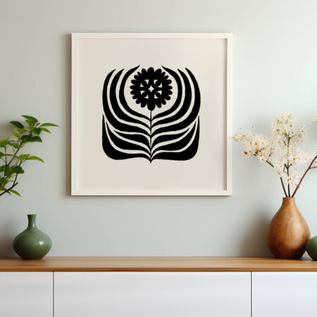 Πόστερ BLACK AND WHITE FLORAL 18 - 50cm x 50cm