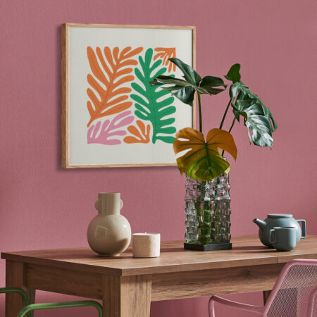 Πόστερ MATISSE STYLE TROPICAL GREEN ORANGE AND PINK LEAVES - 50cm x 50cm