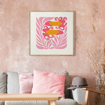 Πόστερ MATISSE STYLE TROPICAL ORANGE AND PINK FLOWERS - 50cm x 50cm
