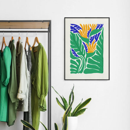 Πόστερ MATISSE STYLE TROPICAL ORANGE BLUE AND GREEN PLANTS - 21cm x 30cm