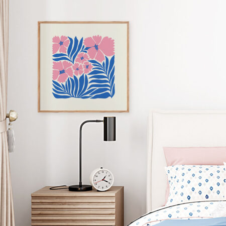 Πόστερ MATISSE STYLE TROPICAL PINK AND BLUE FLOWERS - 50cm x 50cm