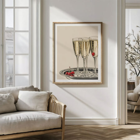 Πόστερ RETRO TRENDY CHAMPAGNE GLASSES - 21cm x 30cm