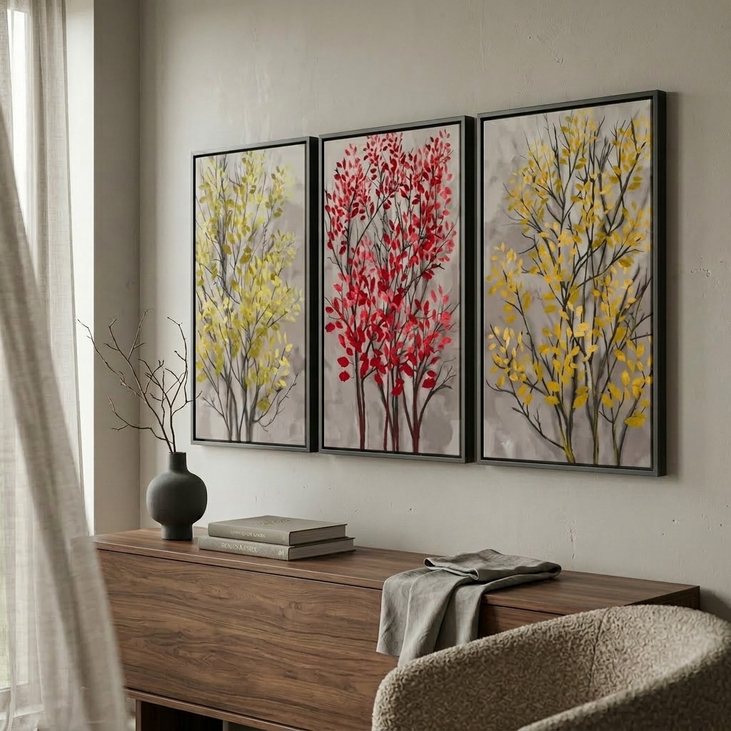 Σετ Τριπτυχος Πινακας σε καμβά MODERN ABSTRACT TREES