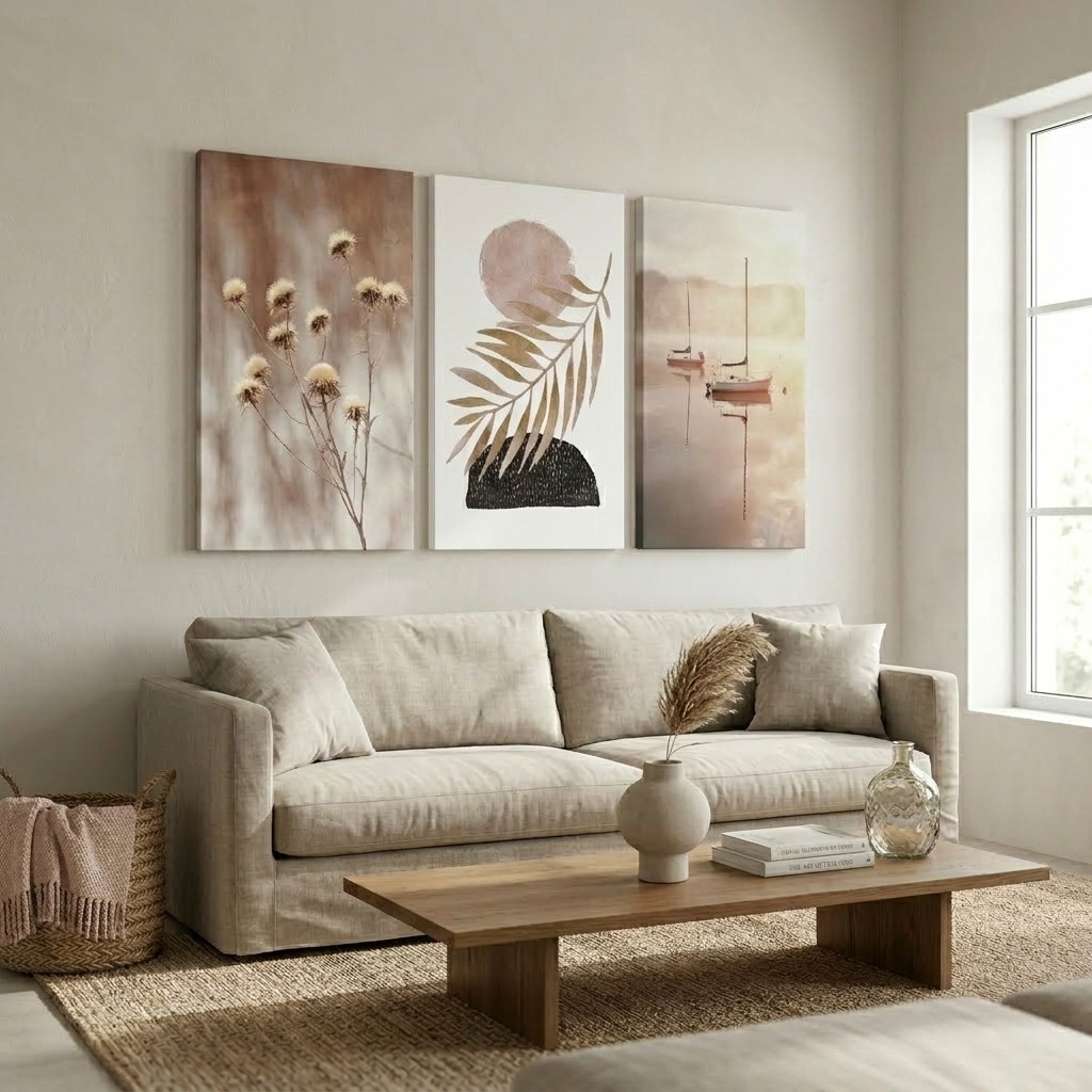 OUTLET Σετ Τριπτυχος Πινακας σε καμβά PASTEL SUMMER 40cm x 65cm