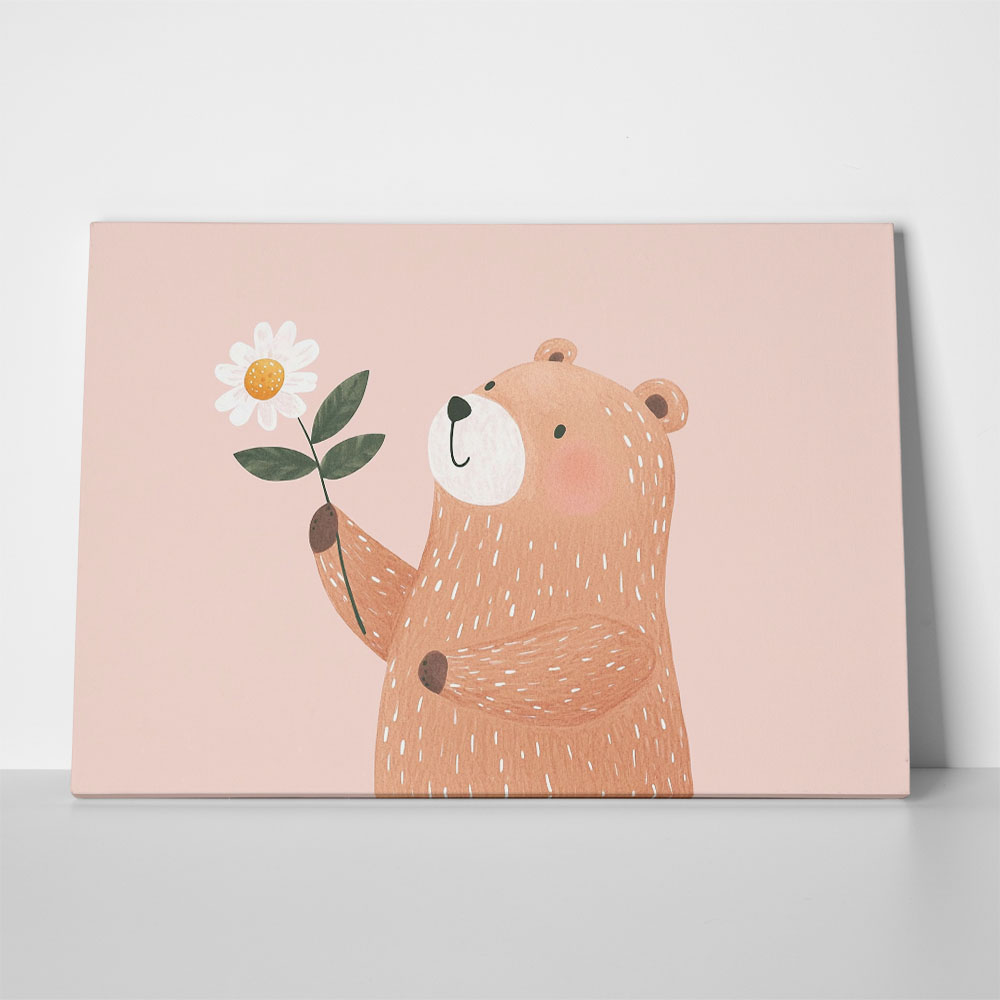 Πινακας σε καμβά BEAR WITH FLOWER