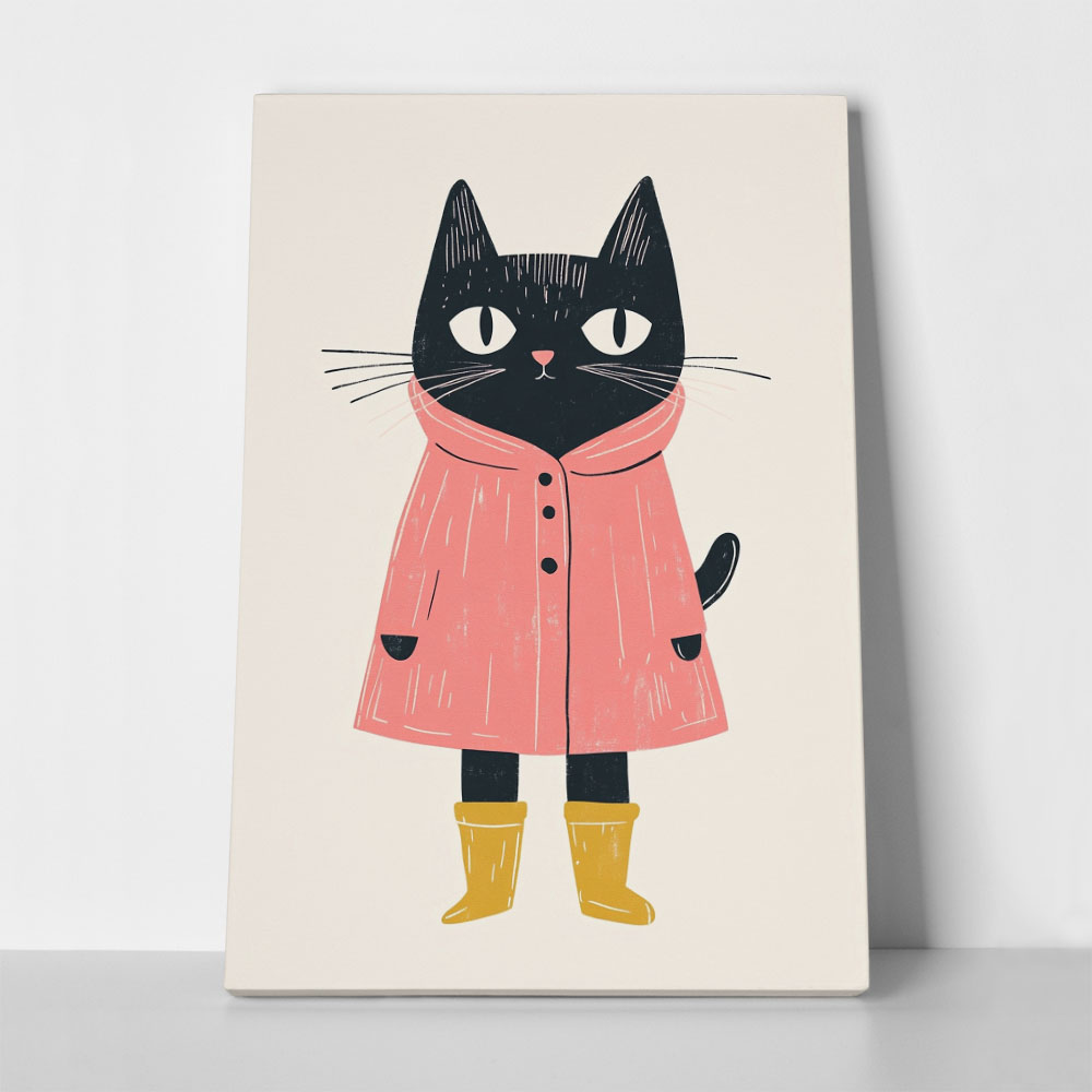 Πινακας σε καμβά CAT IN RAINCOAT