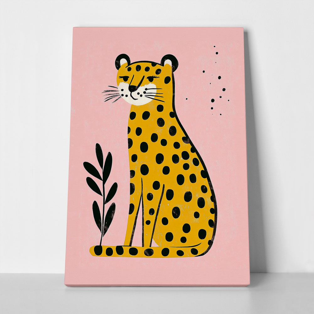 Πινακας σε καμβά CHEETAH ON PINK