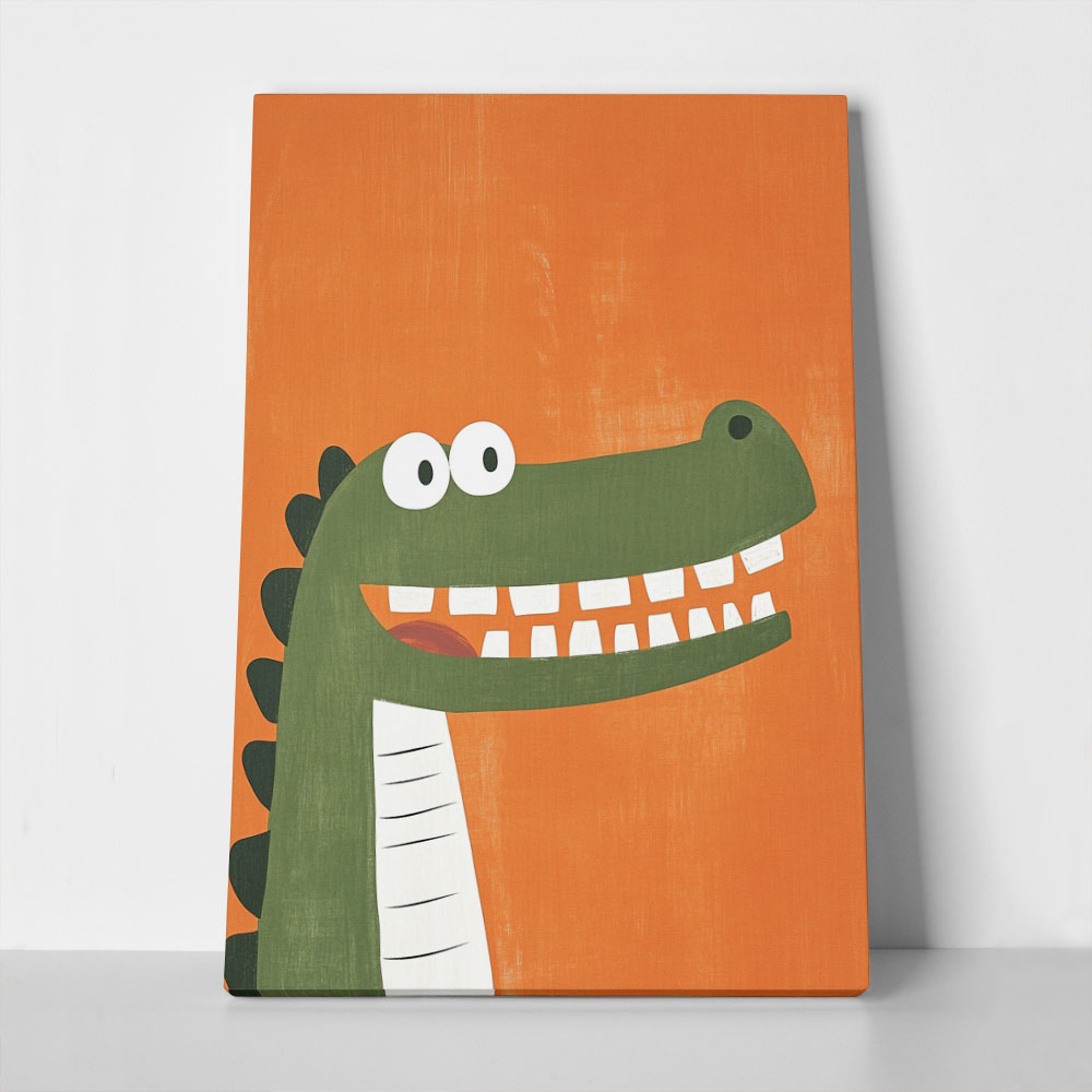 Πινακας σε καμβά CROCODILE ON ORANGE