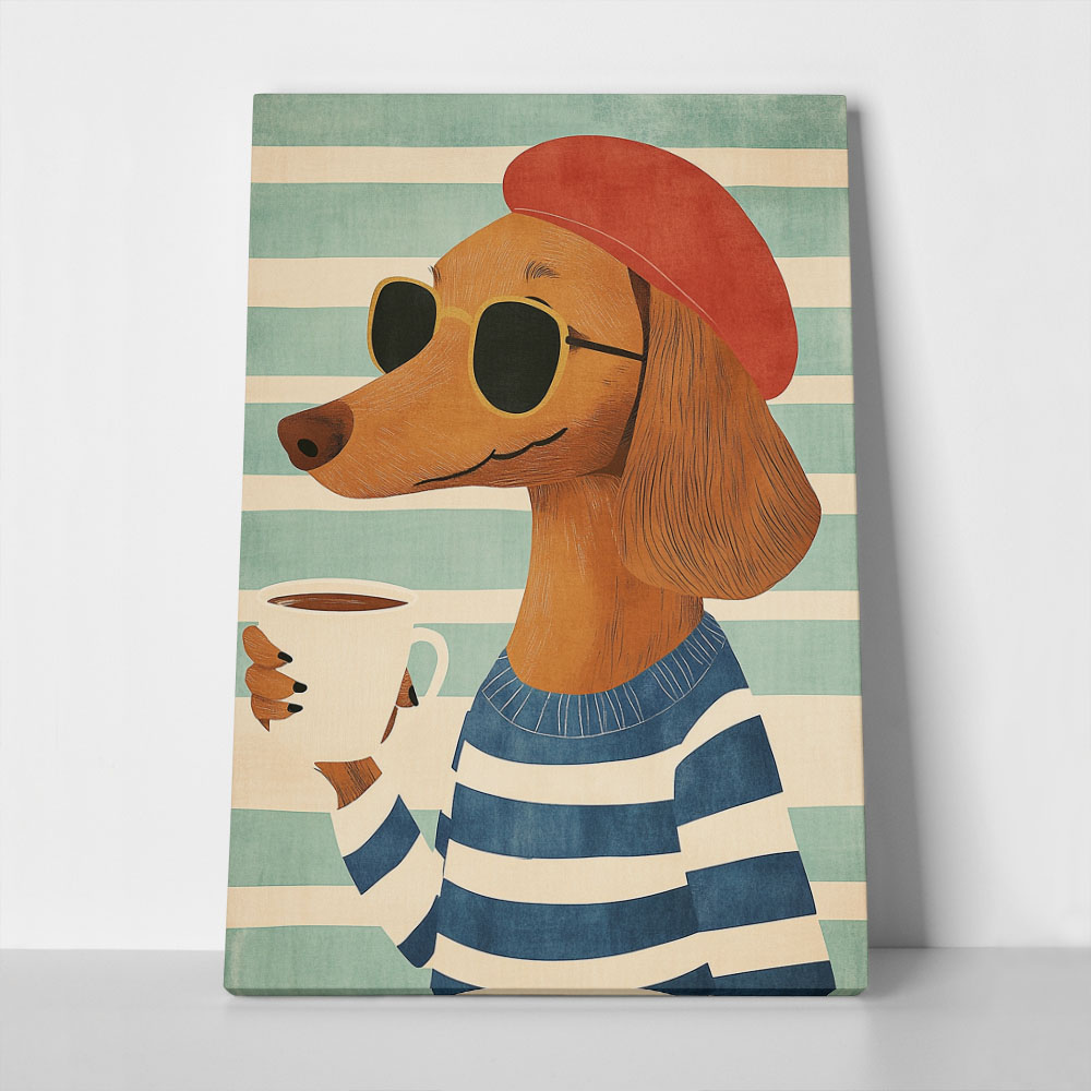 Πινακας σε καμβά DOG AND COFFEE