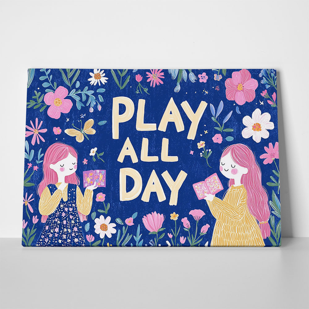 Πινακας σε καμβά PLAY ALL DAY