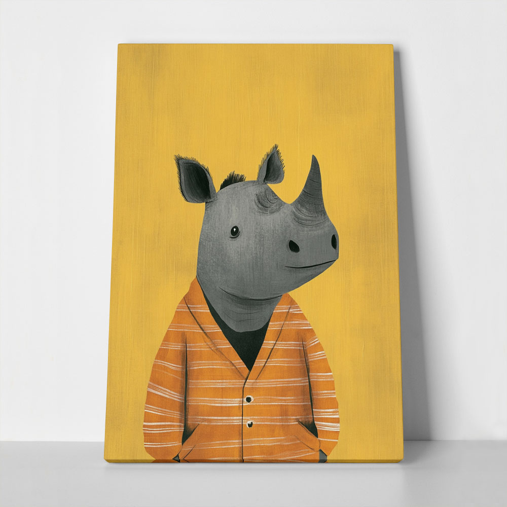 Πινακας σε καμβά RHINO ON YELLOW