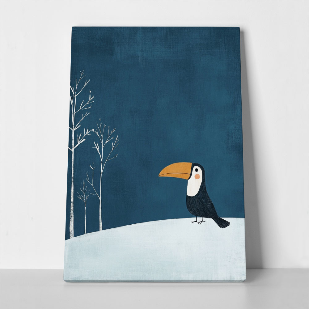 Πινακας σε καμβά TOUCAN IN SNOW