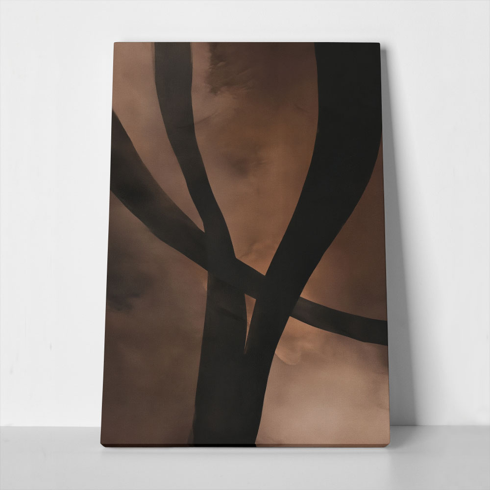 Πίνακας σε Καμβά ABSTRACT BLACK LINES ON BROWN TEXTURE