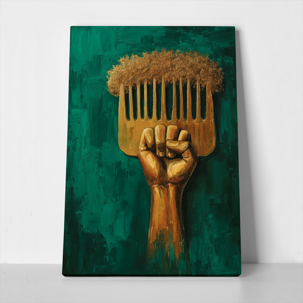 Πίνακας σε Καμβά AFROCENTRIC FIST HAIR PICK