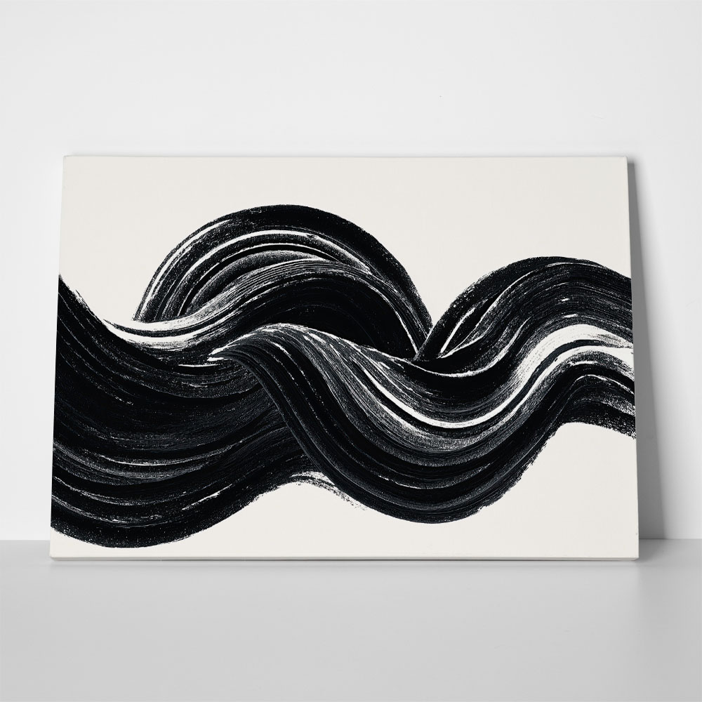 Πίνακας σε Καμβά BOHO BLACK & WHITE BRUSH STROKES 2