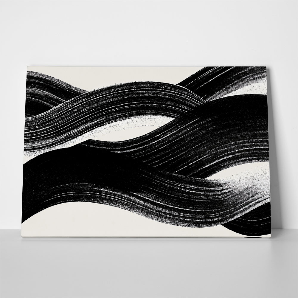 Πίνακας σε Καμβά BOHO BLACK & WHITE BRUSH STROKES
