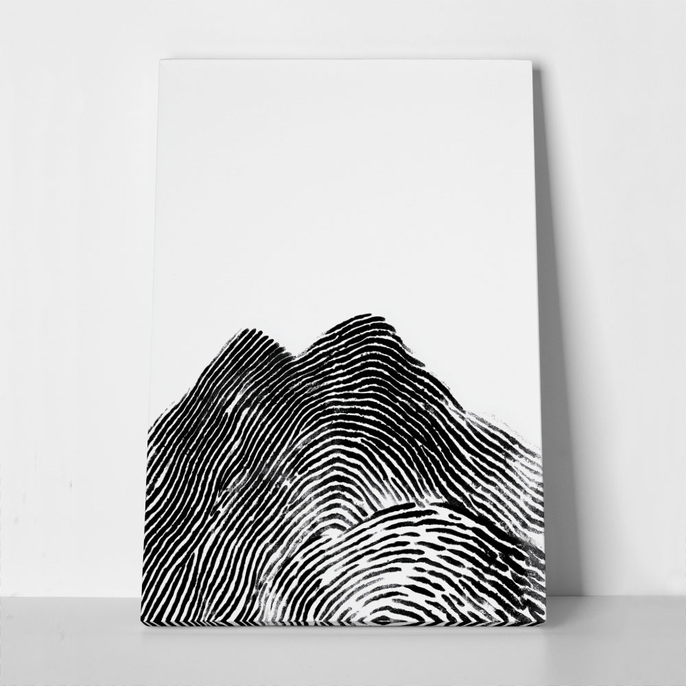 Πίνακας σε Καμβά BOHO BLACK & WHITE FINGERPRINT MOUNTAIN