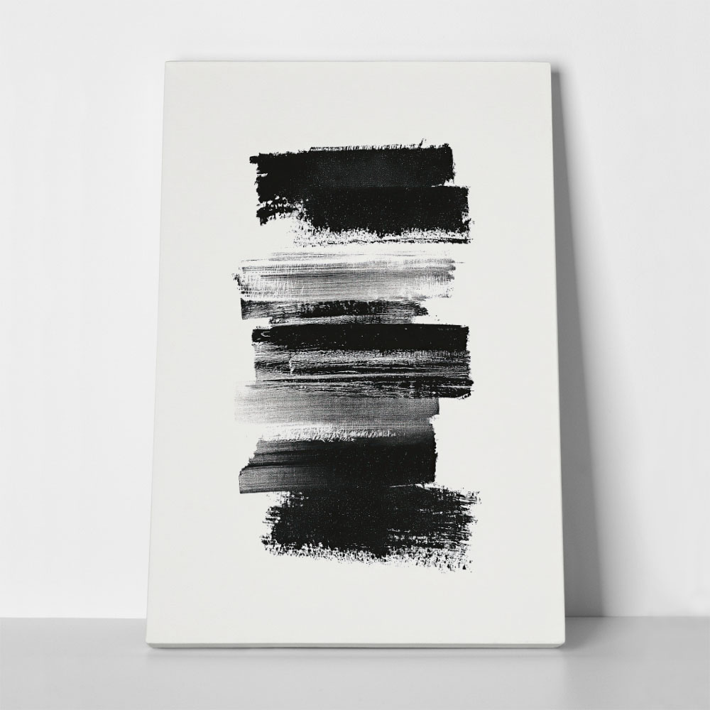 Πίνακας σε Καμβά BOHO BLACK & WHITE HORIZONTAL BRUSH STROKES