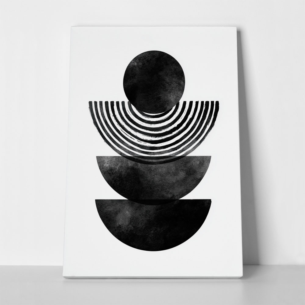 Πίνακας σε Καμβά BOHO BLACK & WHITE MINIMALIST GEOMETRIC SHAPES
