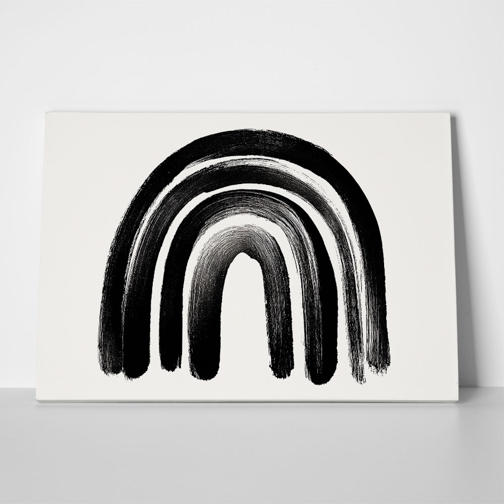 Πίνακας σε Καμβά BOHO BLACK & WHITE RAINBOW