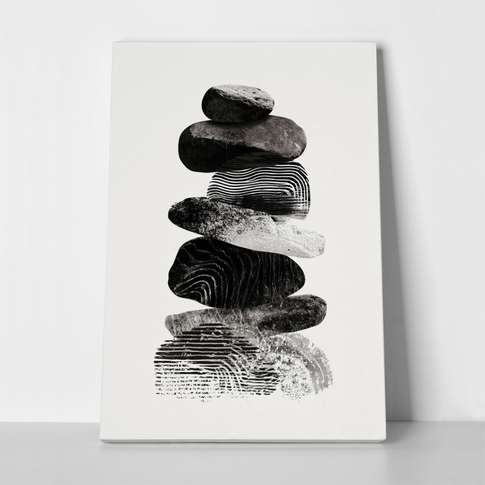 Πίνακας σε Καμβά BOHO BLACK & WHITE SHAPES 2