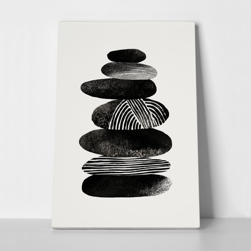 Πίνακας σε Καμβά BOHO BLACK & WHITE SHAPES 3