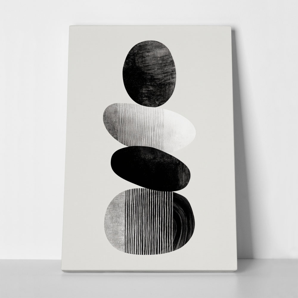 Πίνακας σε Καμβά BOHO BLACK & WHITE SHAPES