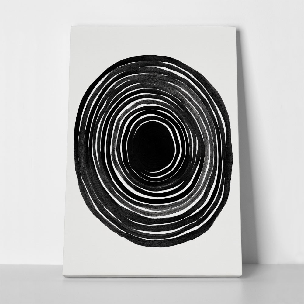 Πίνακας σε Καμβά BOHO BLACK & WHITE SNAIL SHELL