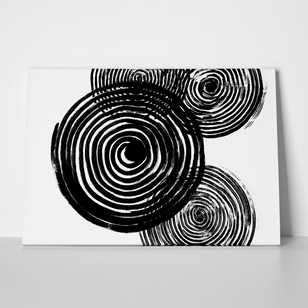 Πίνακας σε Καμβά BOHO BLACK & WHITE SPIRALS