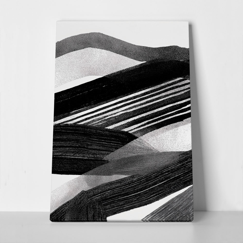 Πίνακας σε Καμβά BOHO BLACK & WHITE STRIPED TEXTURES