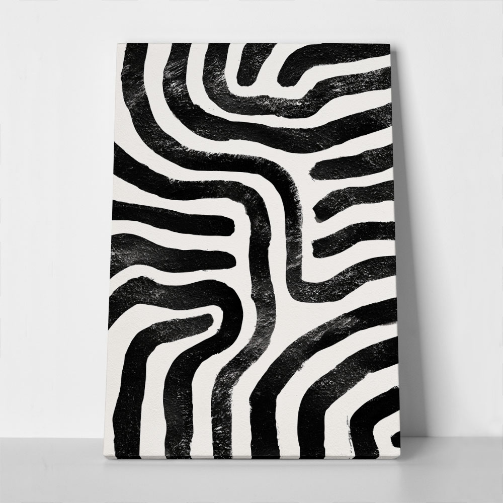Πίνακας σε Καμβά BOHO BLACK & WHITE TEXTURED LINES
