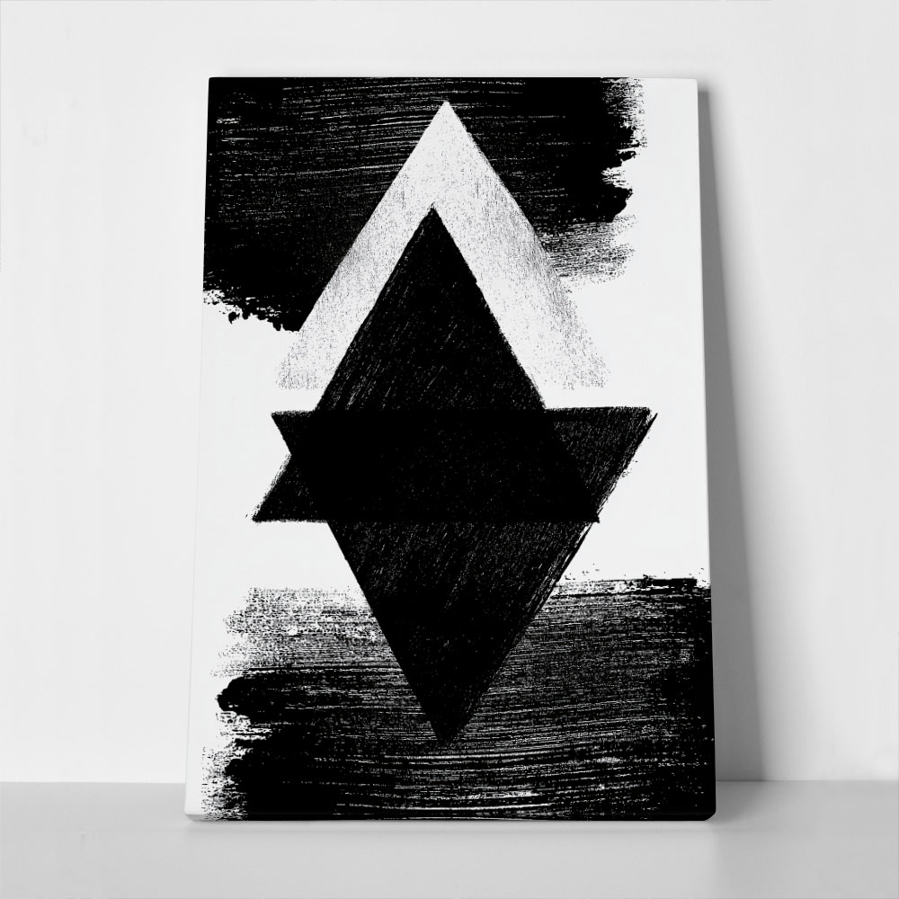 Πίνακας σε Καμβά BOHO BLACK & WHITE TRIANGLES