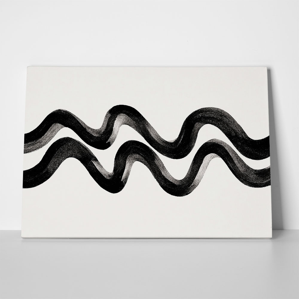 Πίνακας σε Καμβά BOHO BLACK & WHITE WAVES