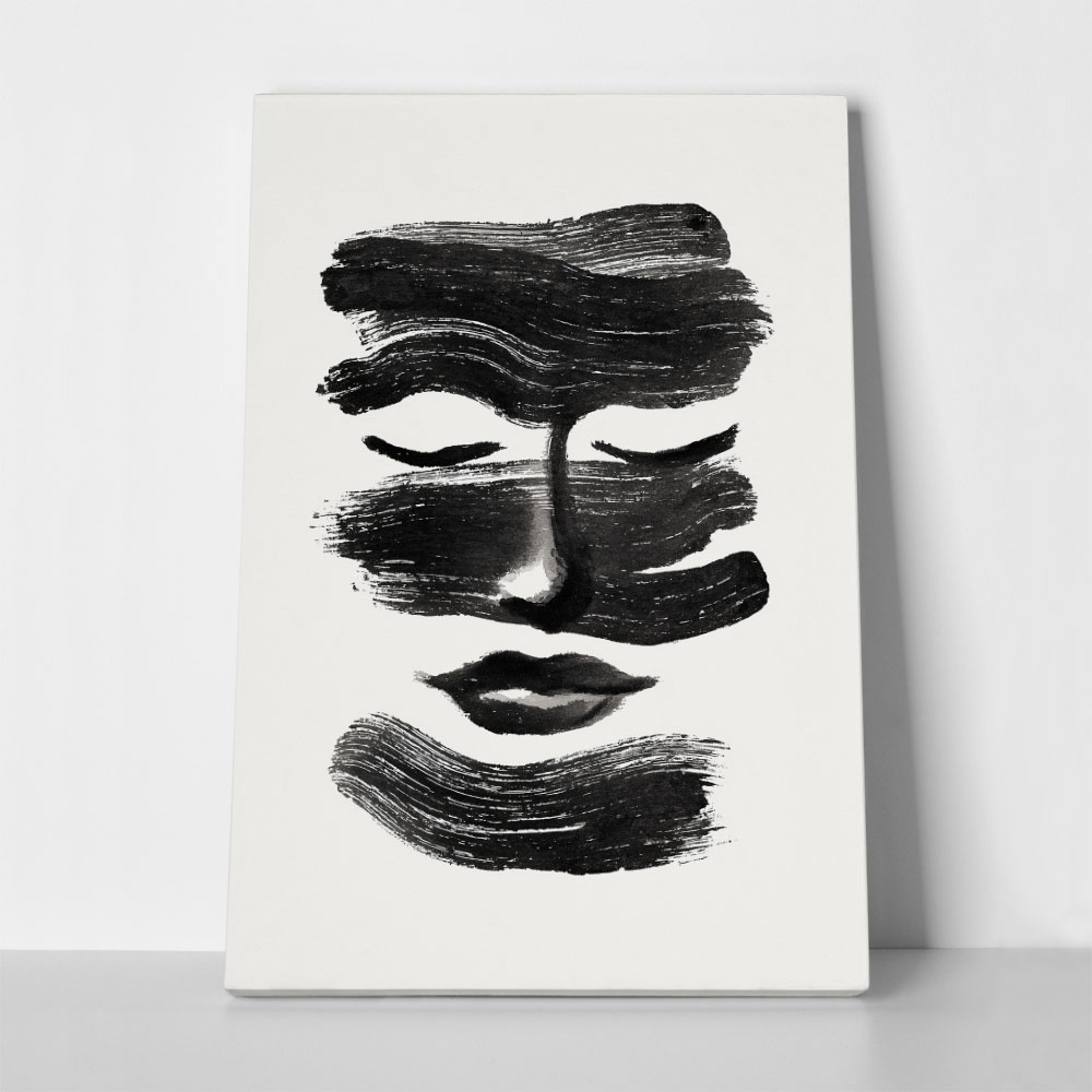 Πίνακας σε Καμβά BOHO BLACK & WHITE WOMAN FACE 6