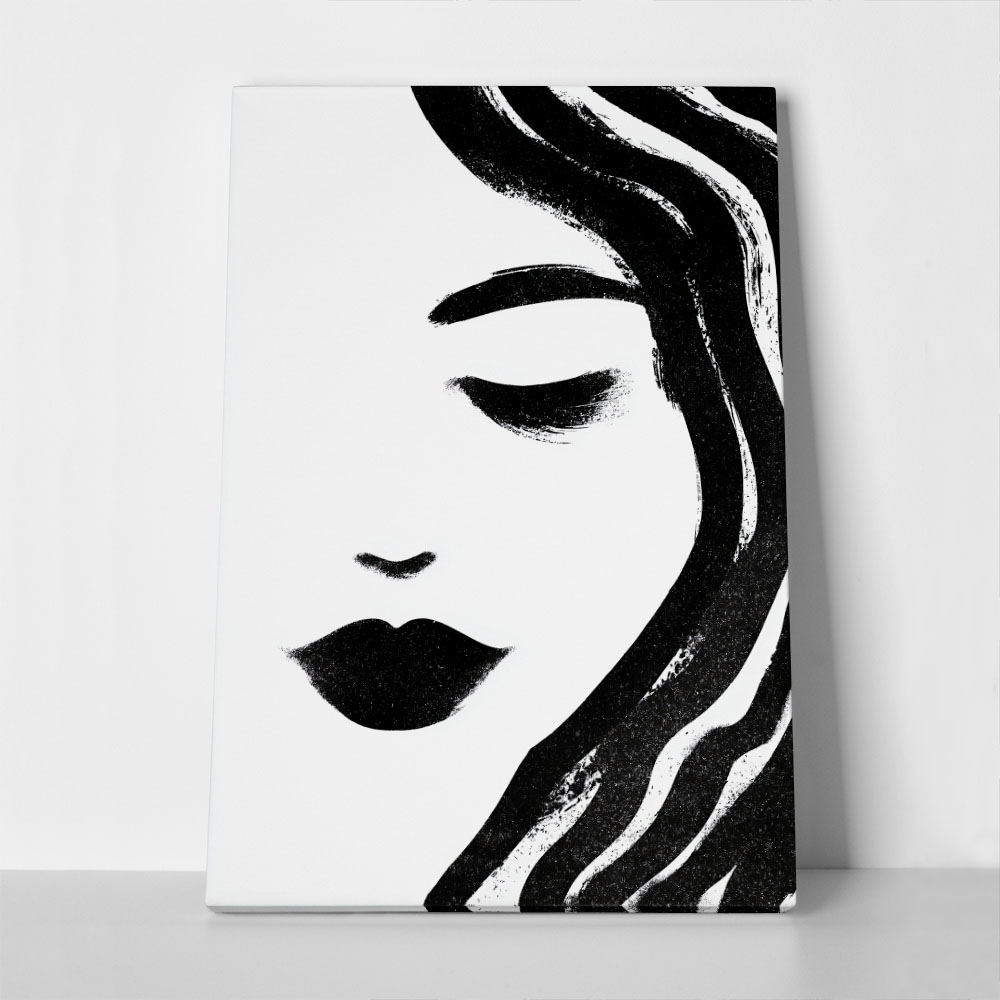 Πίνακας σε Καμβά BOHO BLACK & WHITE WOMAN FACE 9