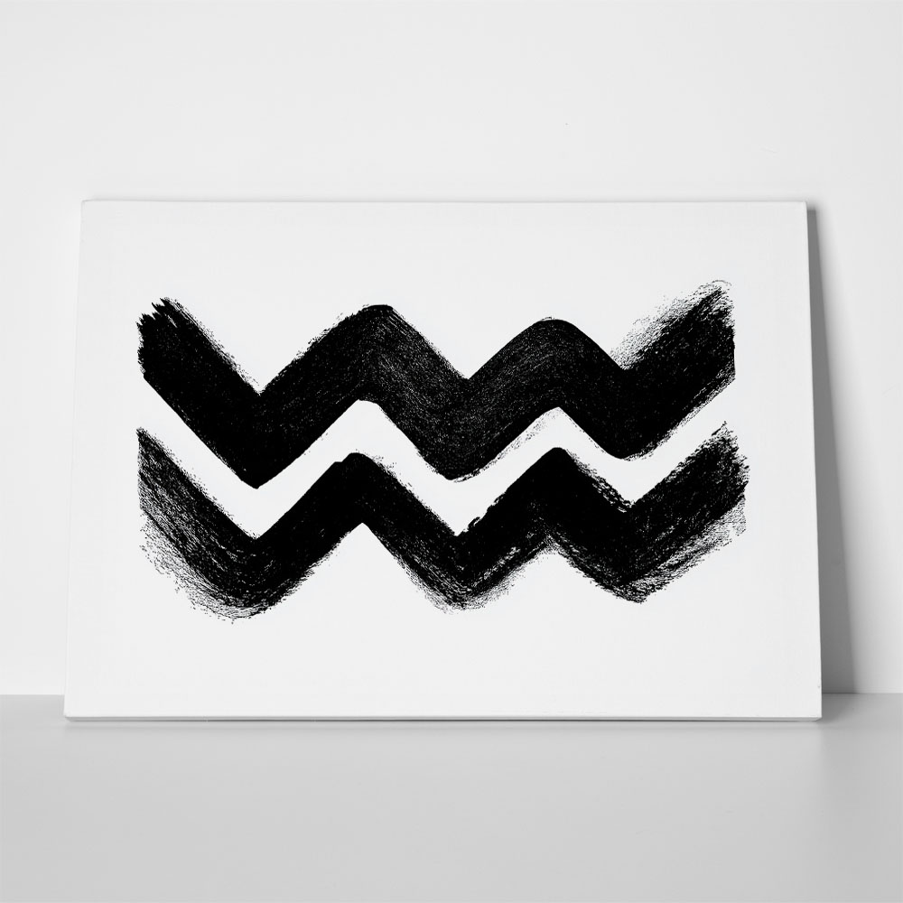 Πίνακας σε Καμβά BOHO BLACK & WHITE ZIG ZAGS