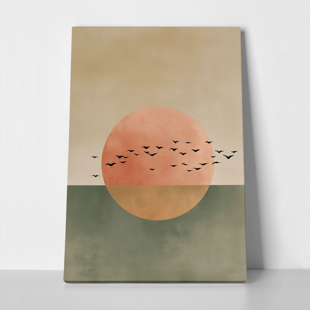 Πίνακας σε Καμβά JAPANDI BIRDS WITH SUN