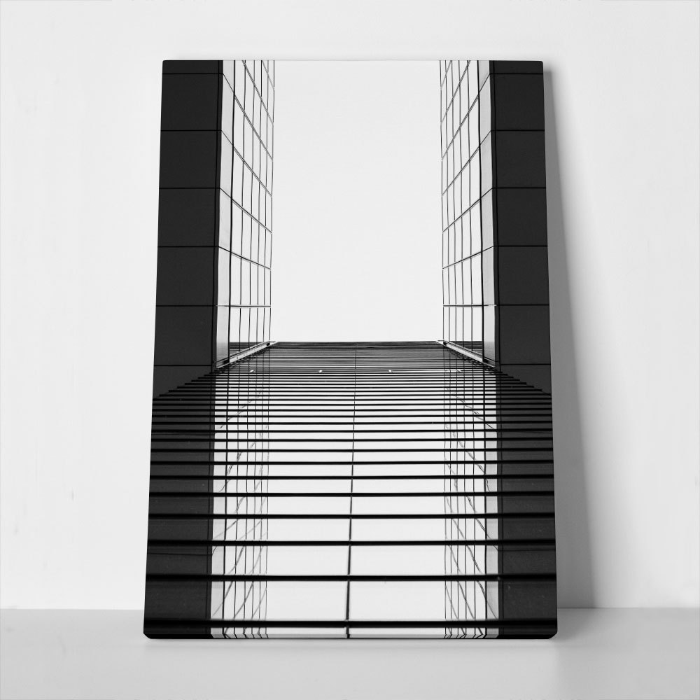 Πίνακας σε Καμβά BLACK AND WHITE ARCHITECTURAL BUILDING MIRROR