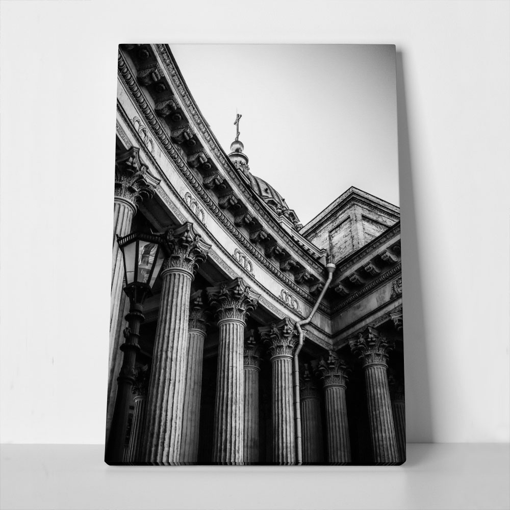 Πίνακας σε Καμβά BLACK AND WHITE ARCHITECTURAL CATHEDRAL